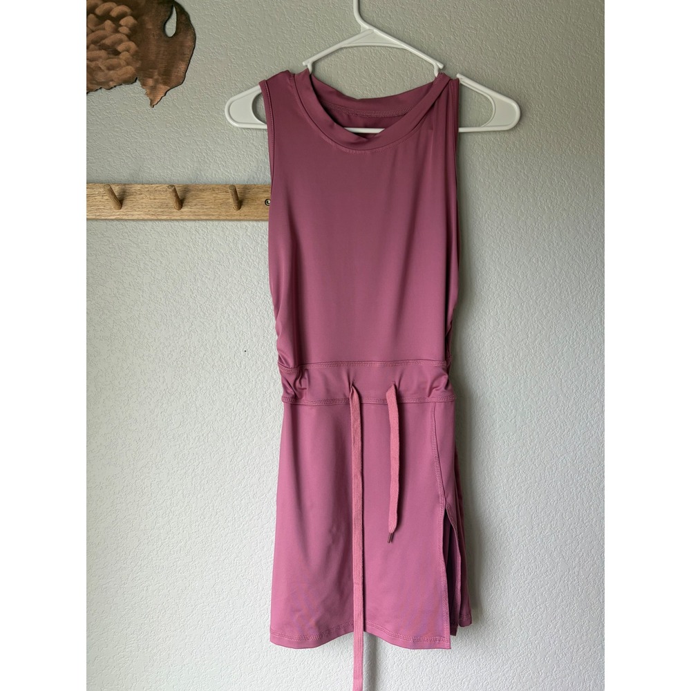 Athletic Exercise Dress Pink Open Back Sleeveless Tennis Golf Dress with Shorts